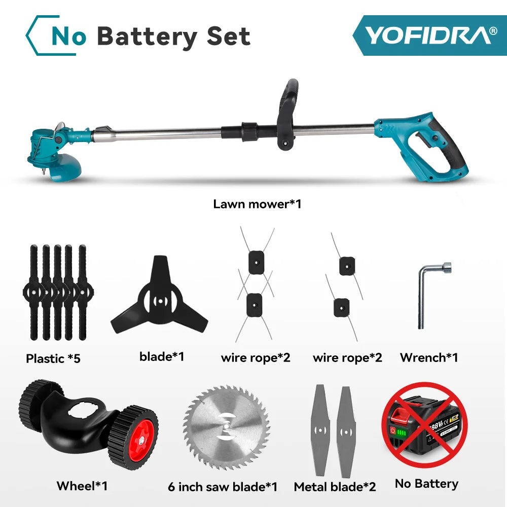 YOFIDRA 100-135cm Electric Lawn Mower Foldable Trimmer