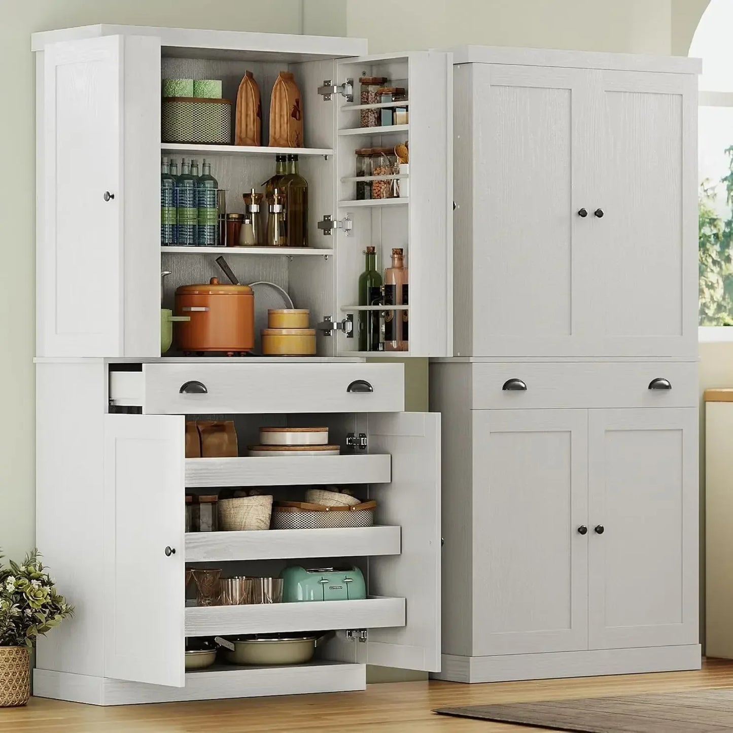 Kitchen Pantry Cabinet 72 Inch Height Freestanding Cupboard