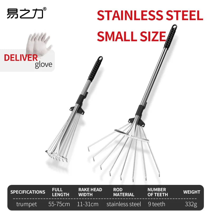 Garden Retractable Rake Stainless Steel