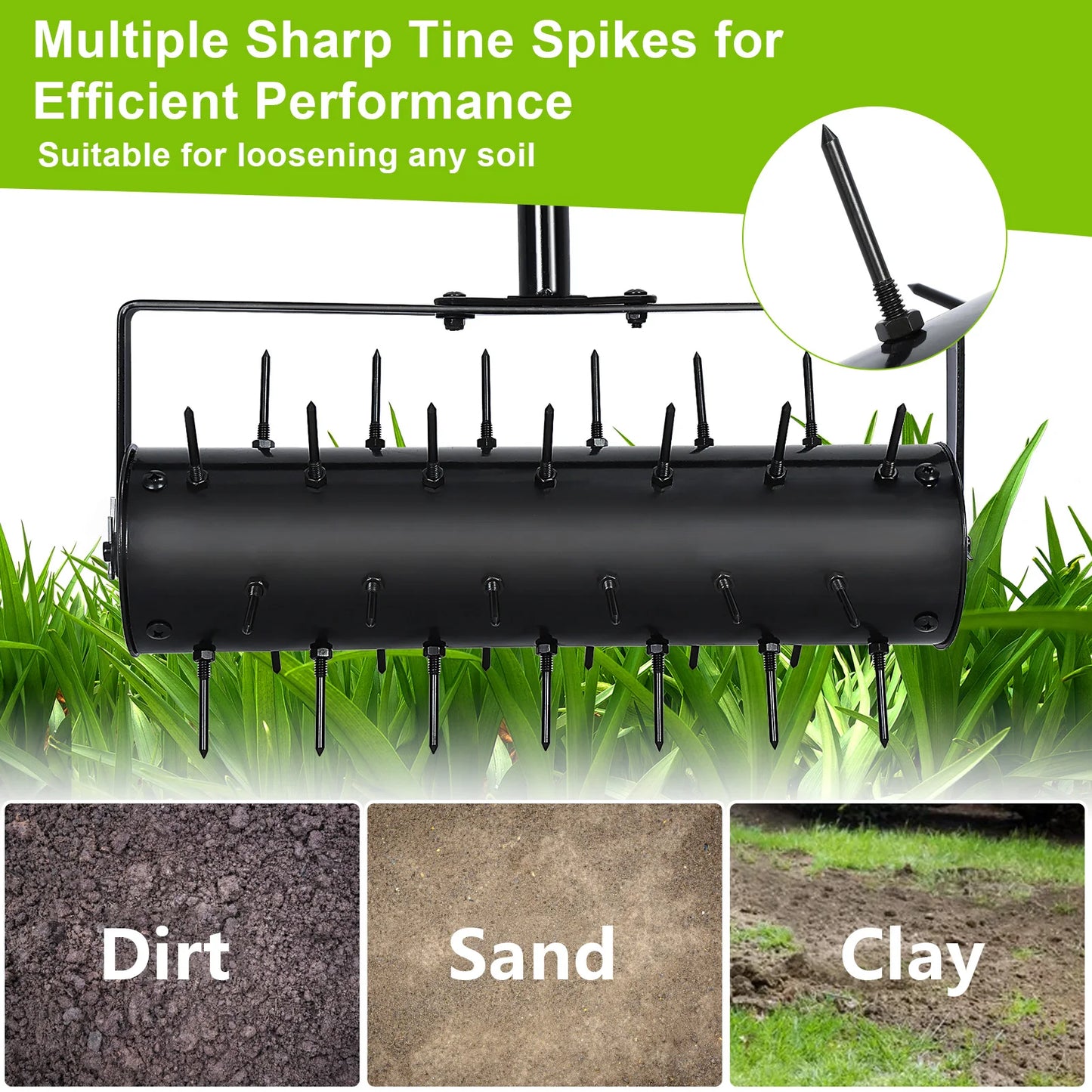 Lawn Aerator, Hand Aerator Lawn Tool, Heavy Duty Spike Soil Aeration