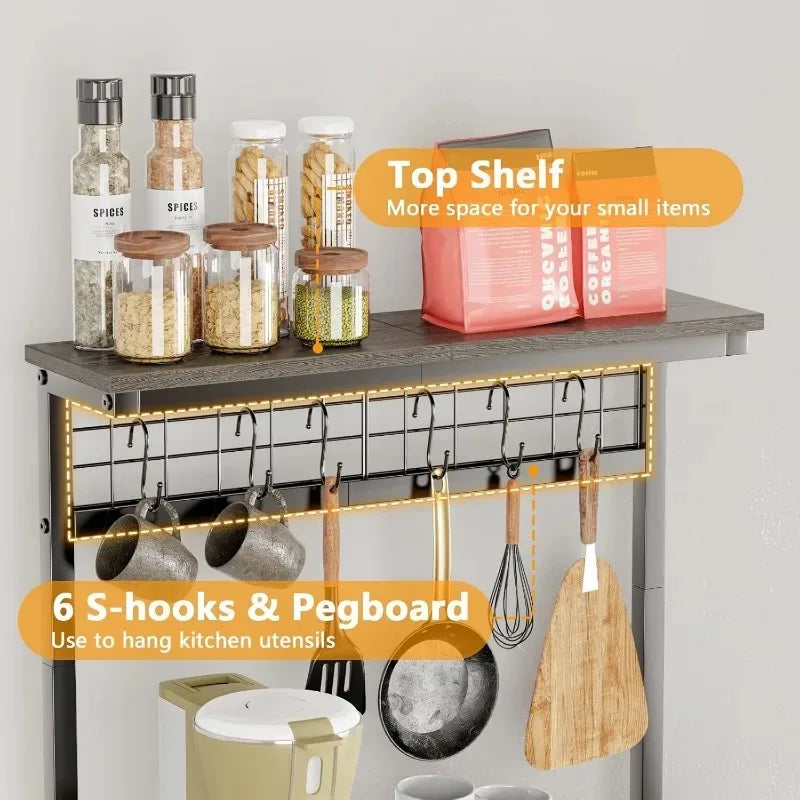 Kitchen Bakers Rack Microwave Stand with Storage 4 Tiers
