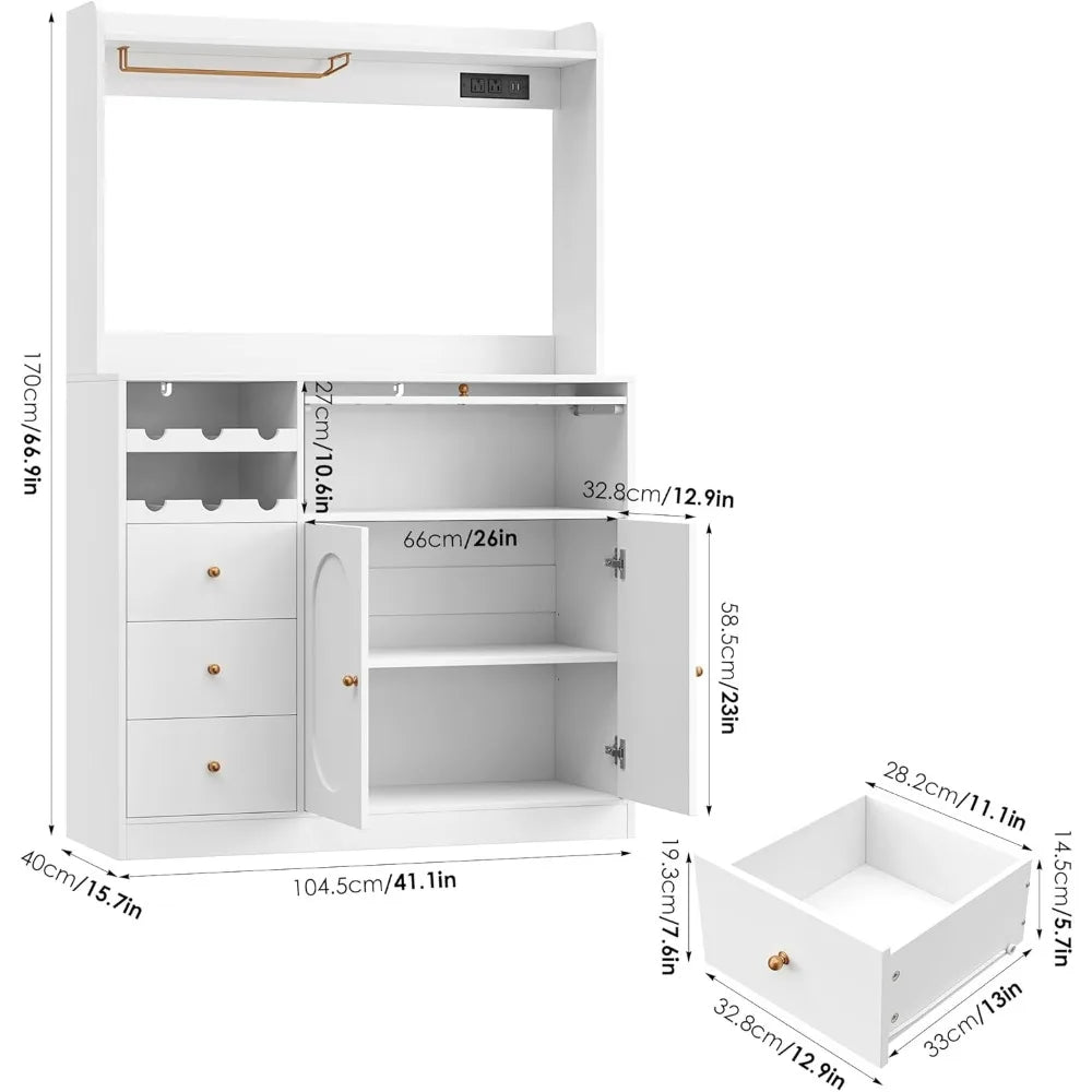 Kitchen Pantry Storage Cabinet with Hutch and Buffet Storage