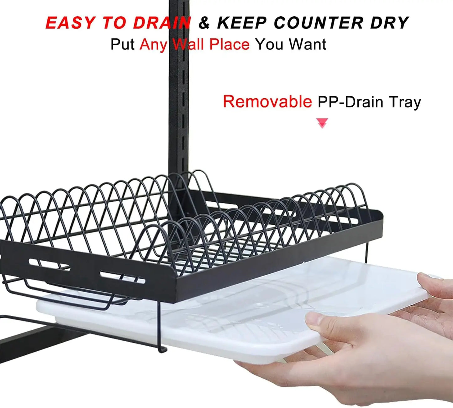 Hanging Dish Drying Rack Wall Mounted 2 Tier Organizer