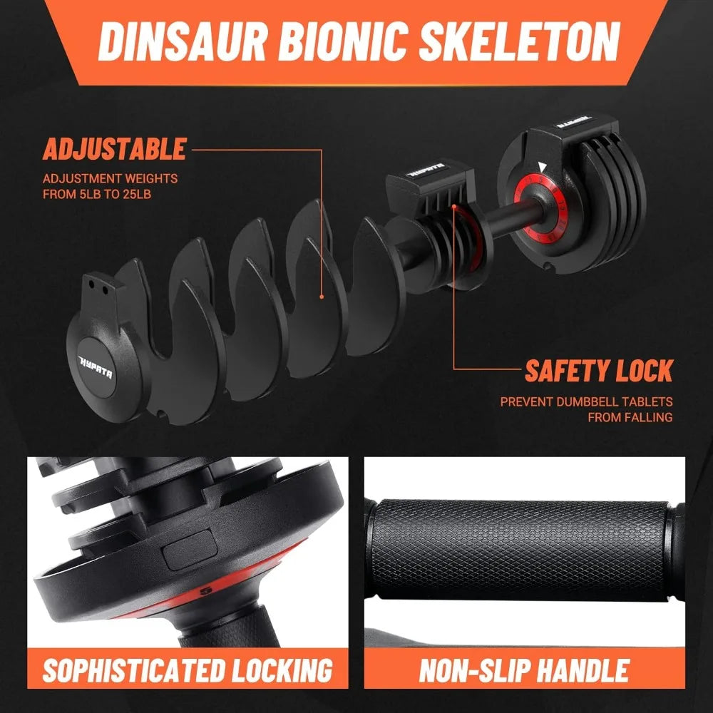 25/55 Lbs Pair Adjustable Dumbbell Set for Home Workouts