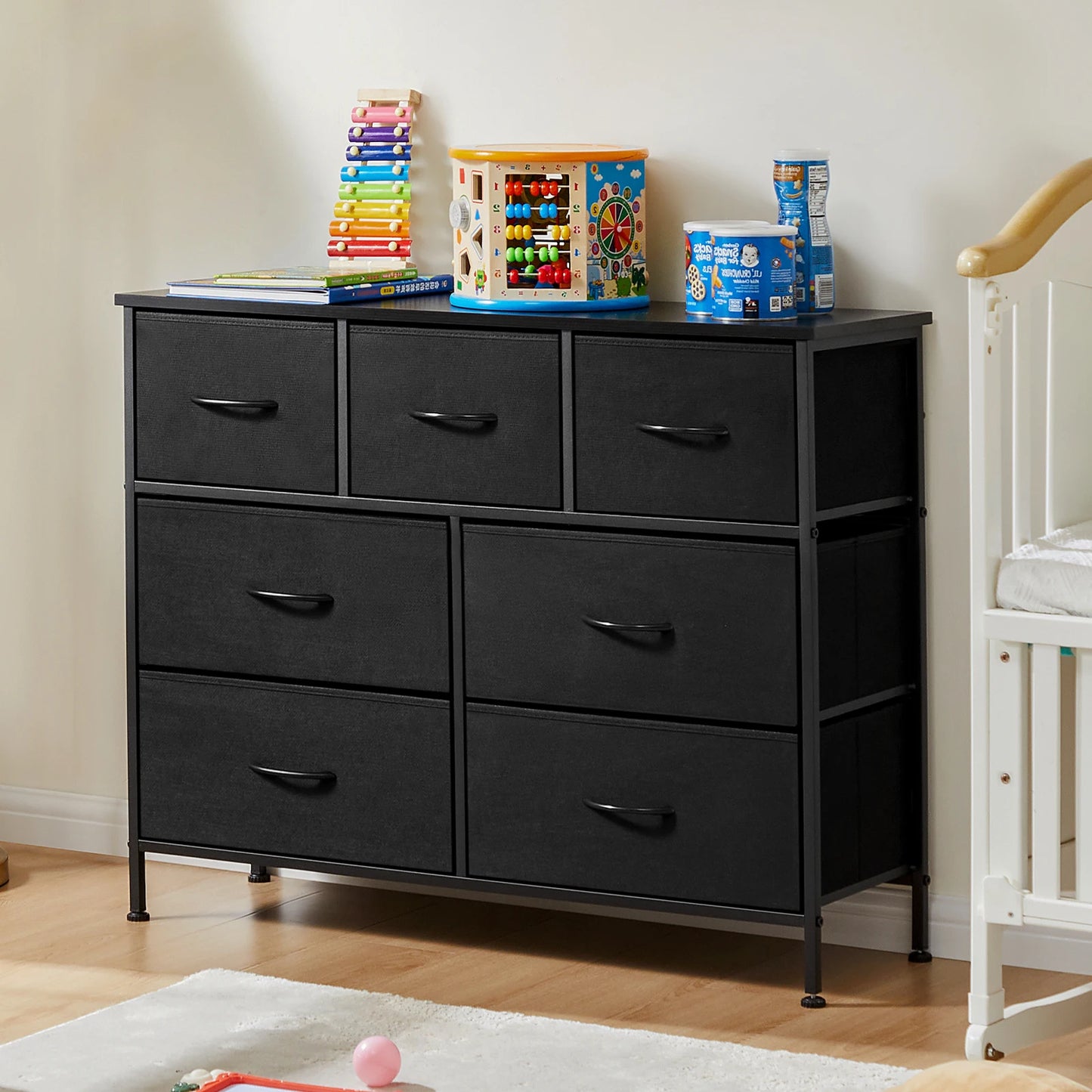 JHK Dresser For Bedroom With 7 Fabric Drawers Organizer Modern Minimalist Style