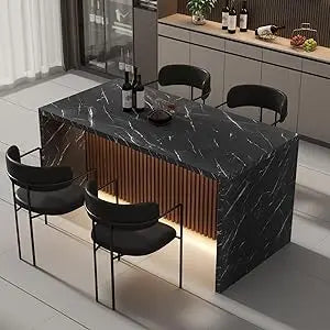 63" Large Imitation Marble Dining Table for 4-6 People