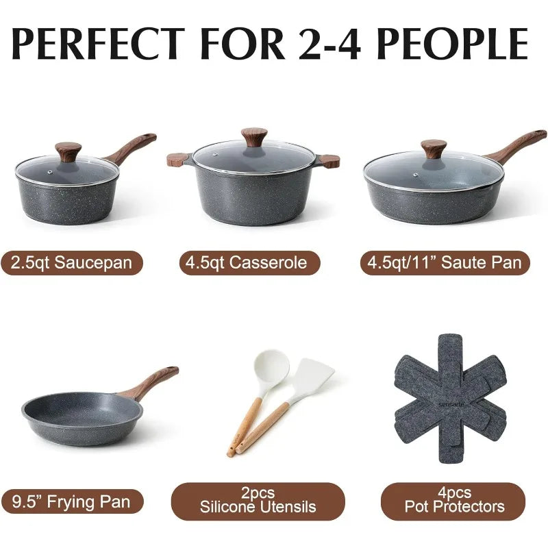 Nonstick Cookware Set 13-Piece with Swiss Granite Coating