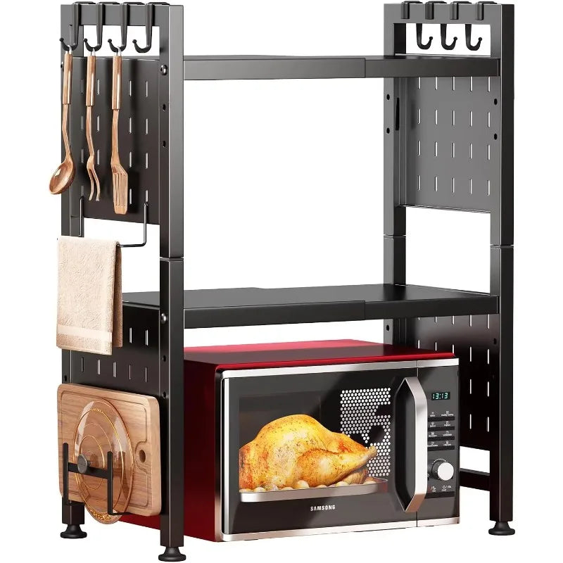 Adjustable Microwave Stand Heavy Duty 3-Tier Rack Shelf