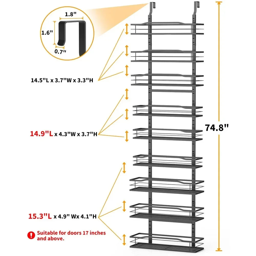 9-Tier Over The Door Pantry Organization And Storage Rack