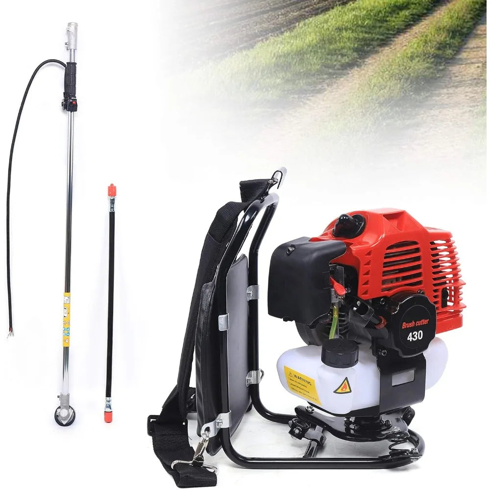 1.7HP 43CC Gas Backpack Brush Cutter Weed Wacker,2-Stroke Air-Cooled Grass Trimmer Lawn Mower,Gas Weeding Machine for Garden