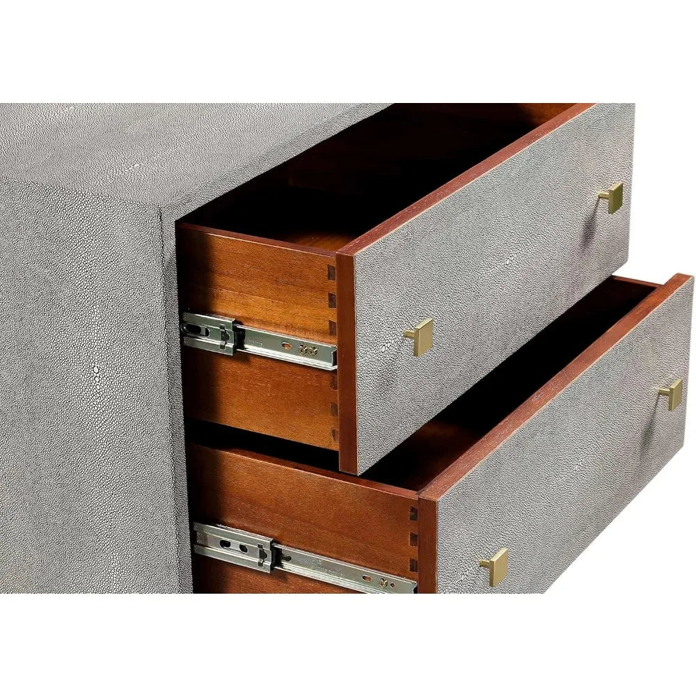 TOV Furniture Pesce Shagreen Modern Textured 2 Drawer Nightstand 25 Inch Grey