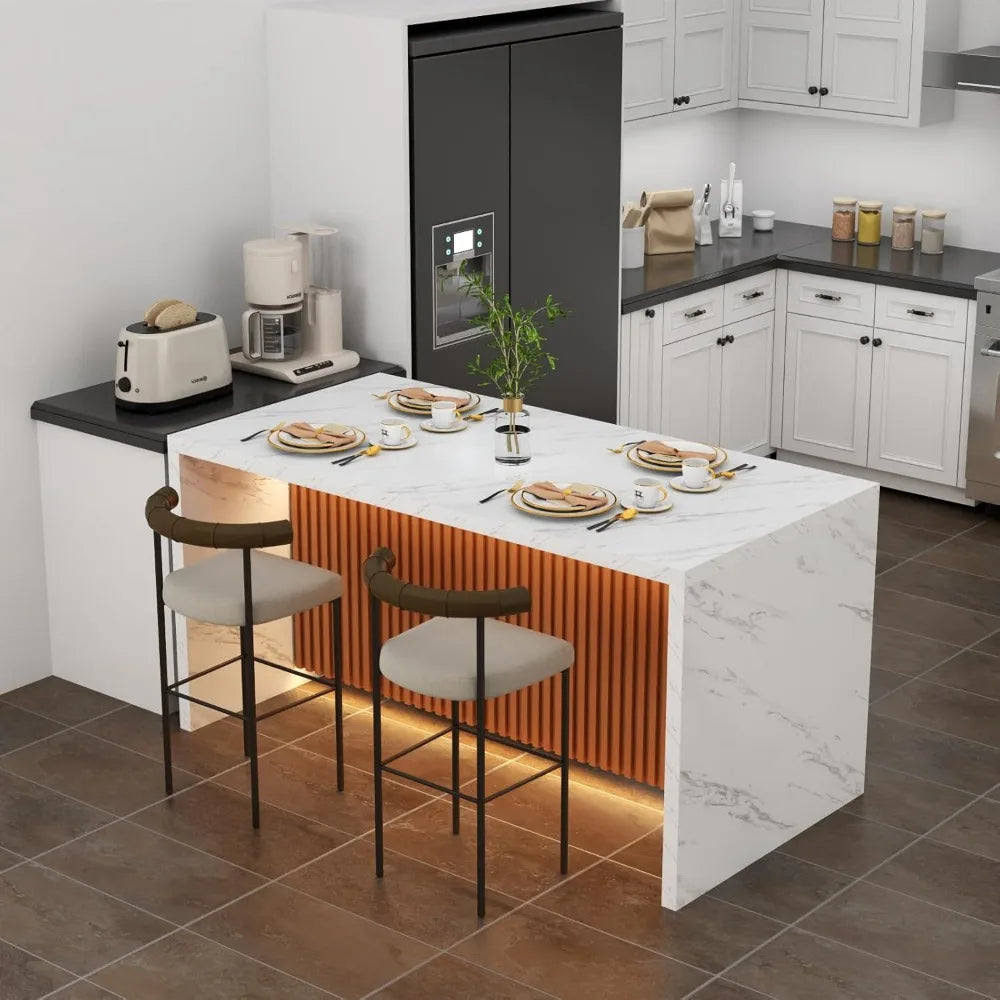 63" Large Imitation Marble Dining Table for 4-6 People