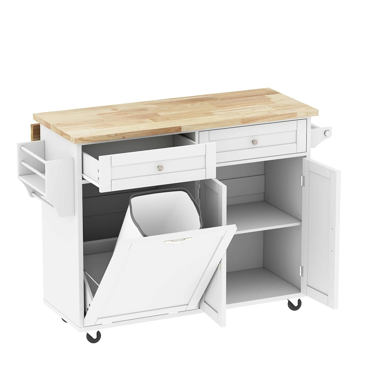 Kitchen Island with Storage, Island Table on Wheels