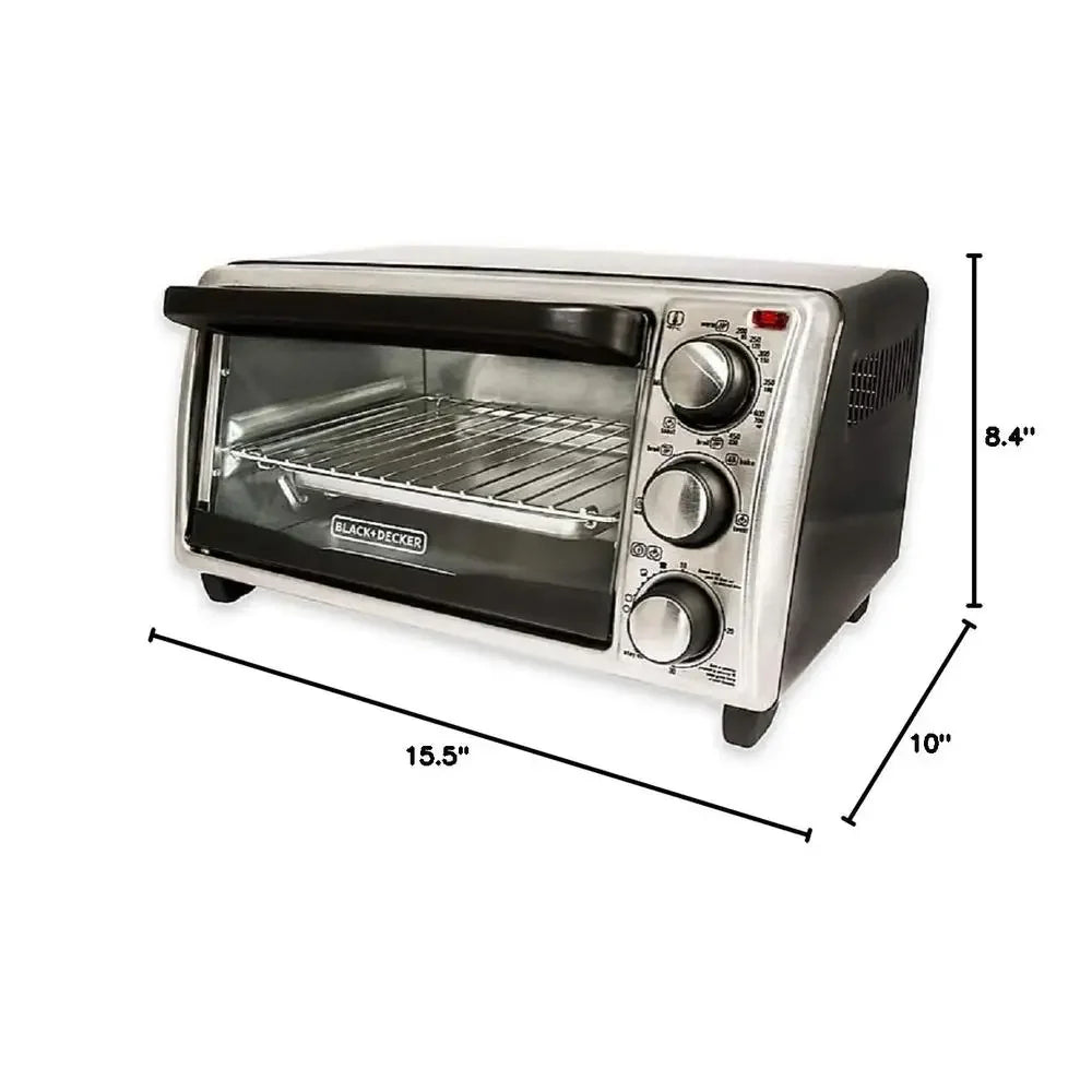 4 Slice Toaster Oven Even Toast Technology 9 Inch Pizza Compact Kitchen Appliance Baking Broiling Toasting Timer Removable Crumb