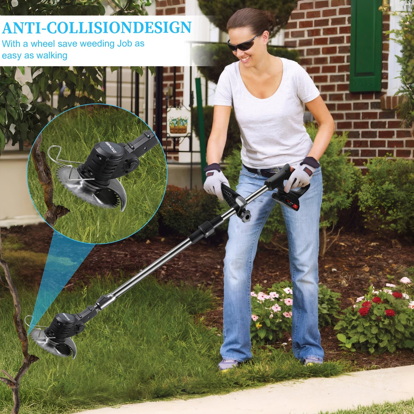 Electric Lawn Mower 21V Cordless Grass Trimmer Electric Lawn Mower 1300mAh Rechargeable Battery