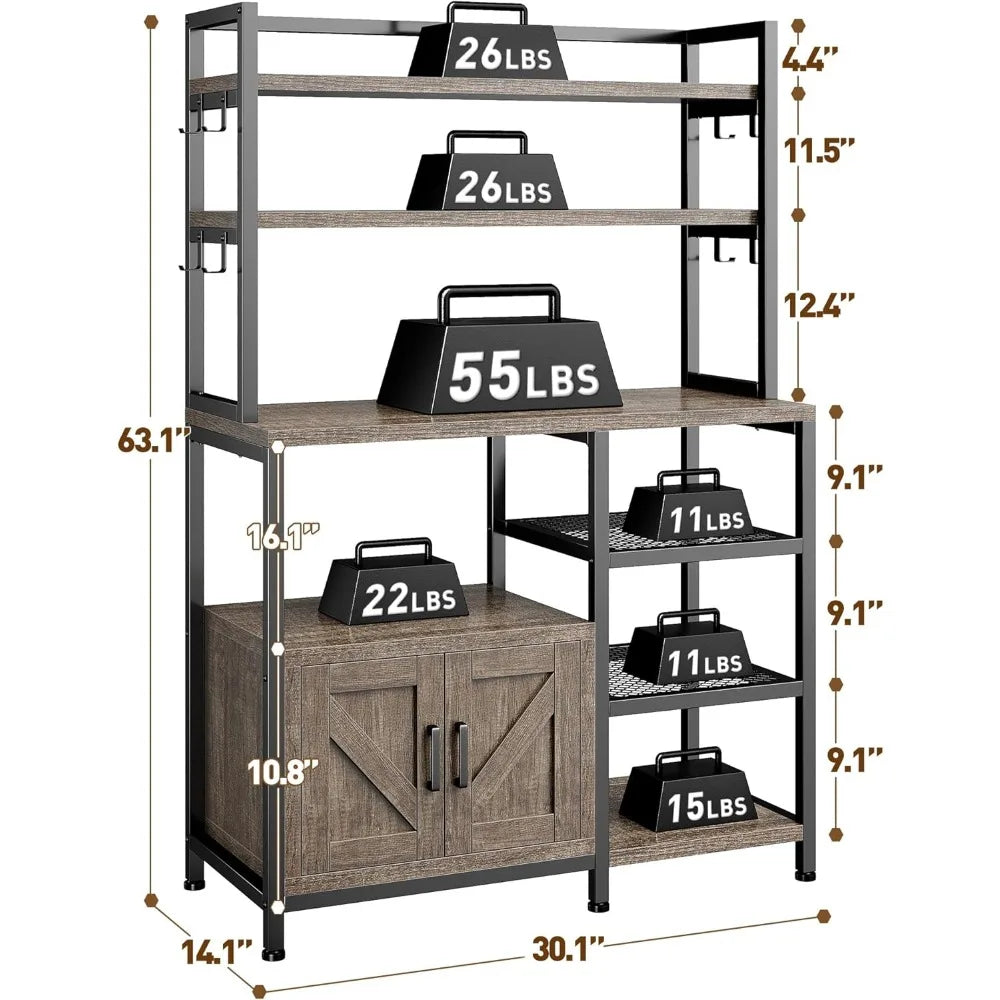 Bakers Rack for Kitchen with Storage and Large Capacity
