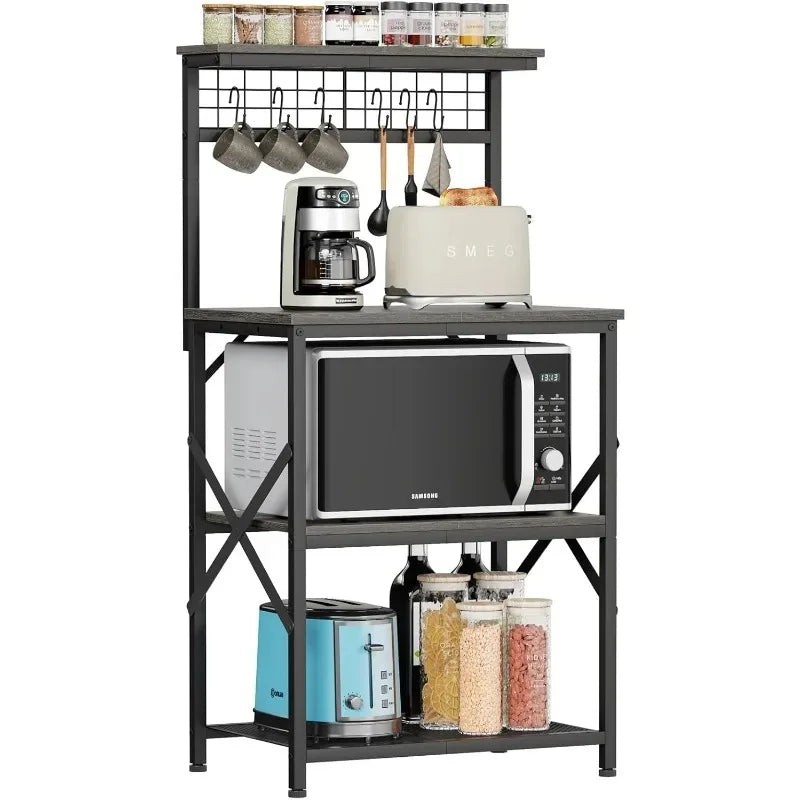 Kitchen Bakers Rack Microwave Stand with Storage 4 Tiers