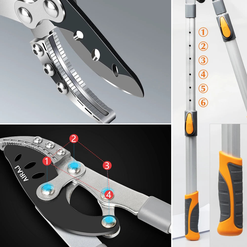 AIRAJ 4PCS Garden Tree Pruning Shears High Branch Pruning Tool