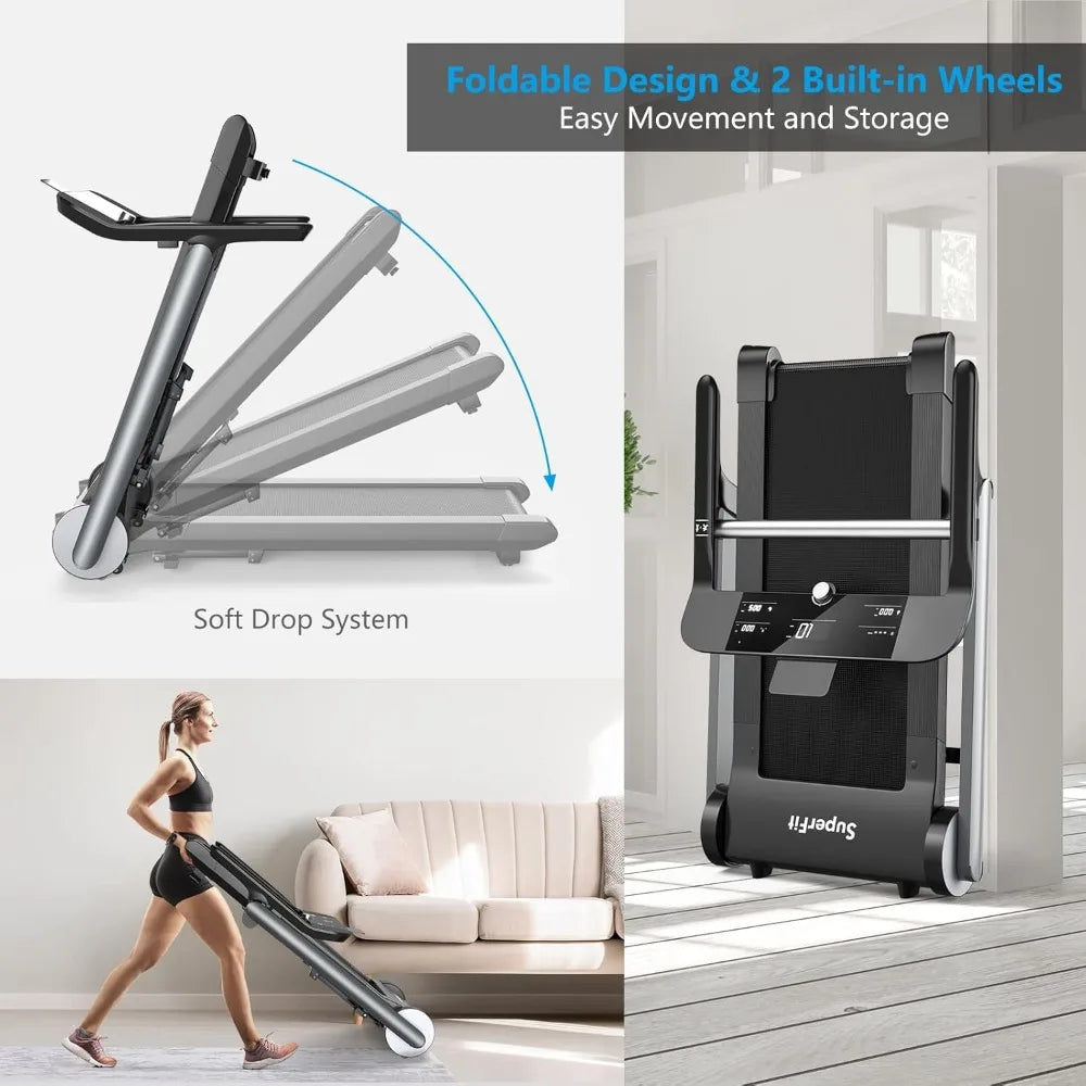 Folding Treadmill for Gym with Heart Rate Belt and Bluetooth