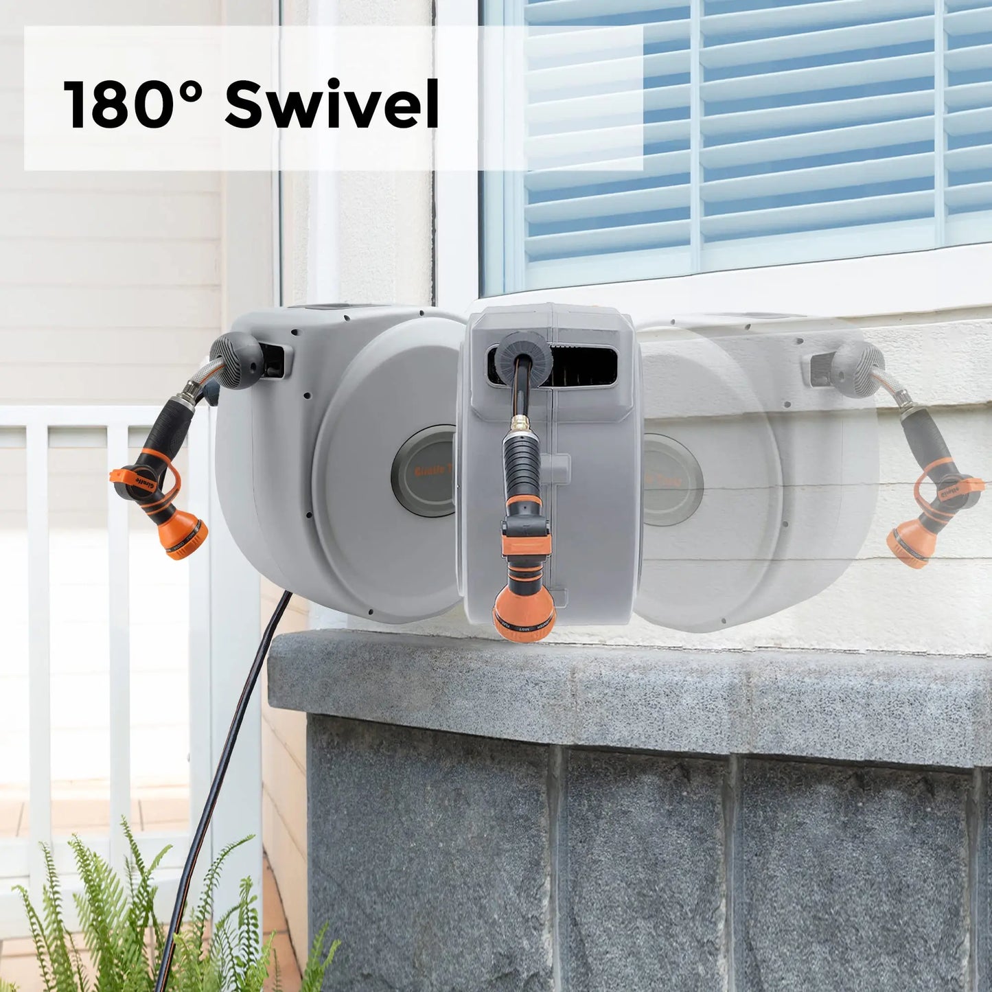 Giraffe Tools CW20 Retractable Garden Hose Reel 5/8" x 65 ft Heavy Duty Water Hose Reel