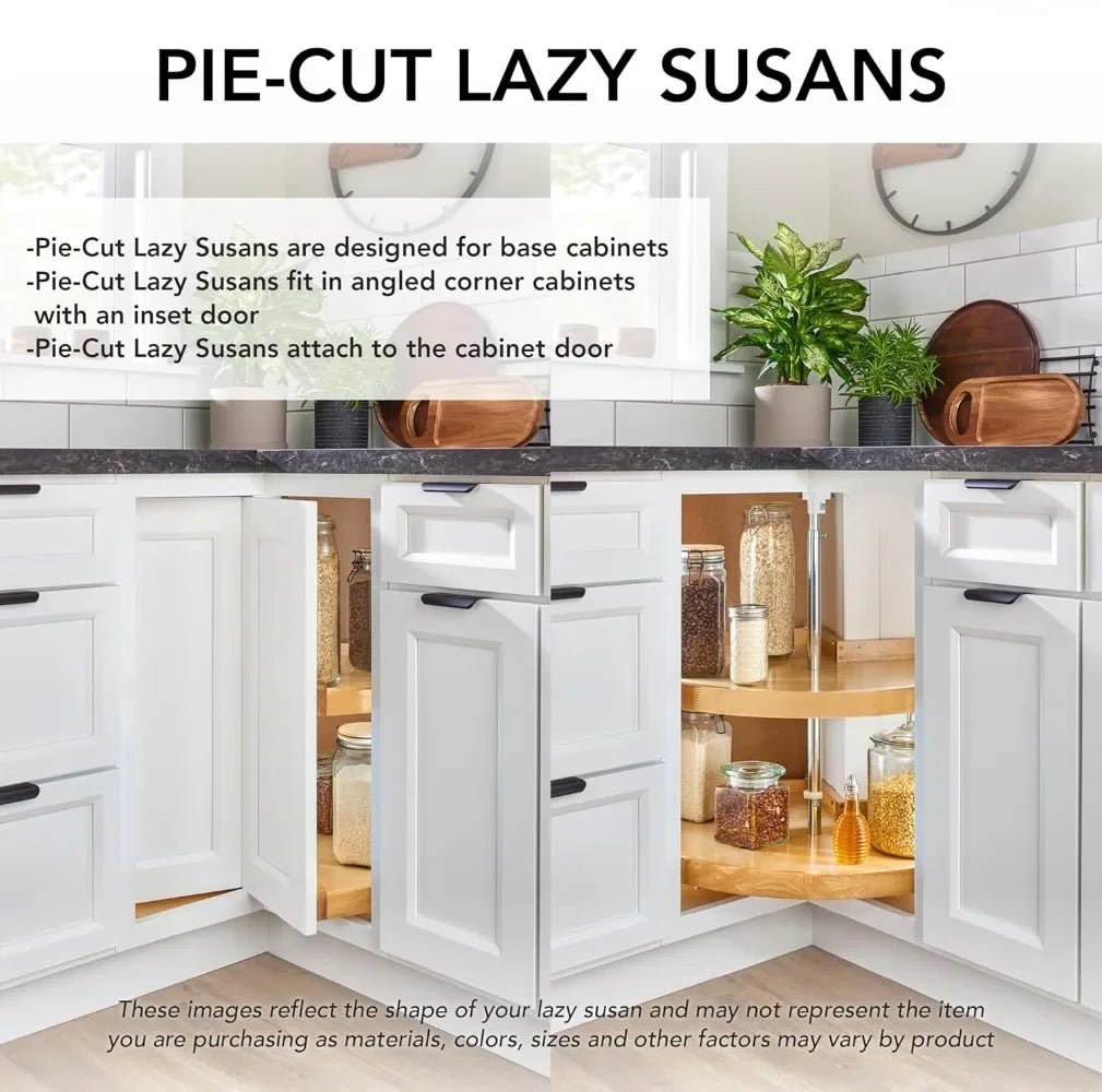 28 Inch Dual Tier Pie-Cut Lazy Susan Organizer for Cabinets