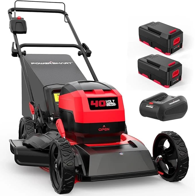 40V Cordless Lawn Mower, 3-in-1 Brushless Push Lawn Mower with 4.0Ah Battery & Charger