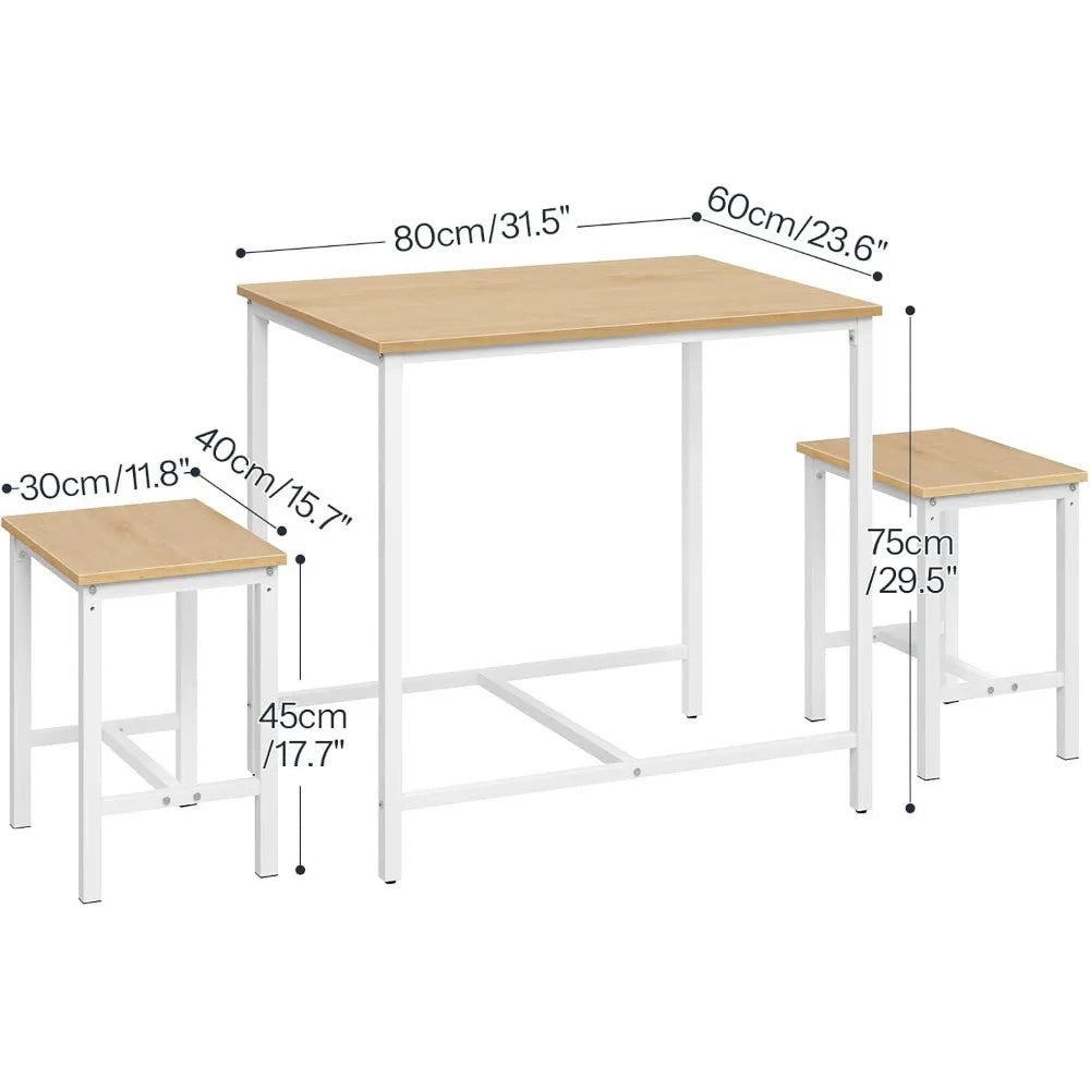 3-Piece, Kitchen Table, Space Saving Dinette for Kitchen