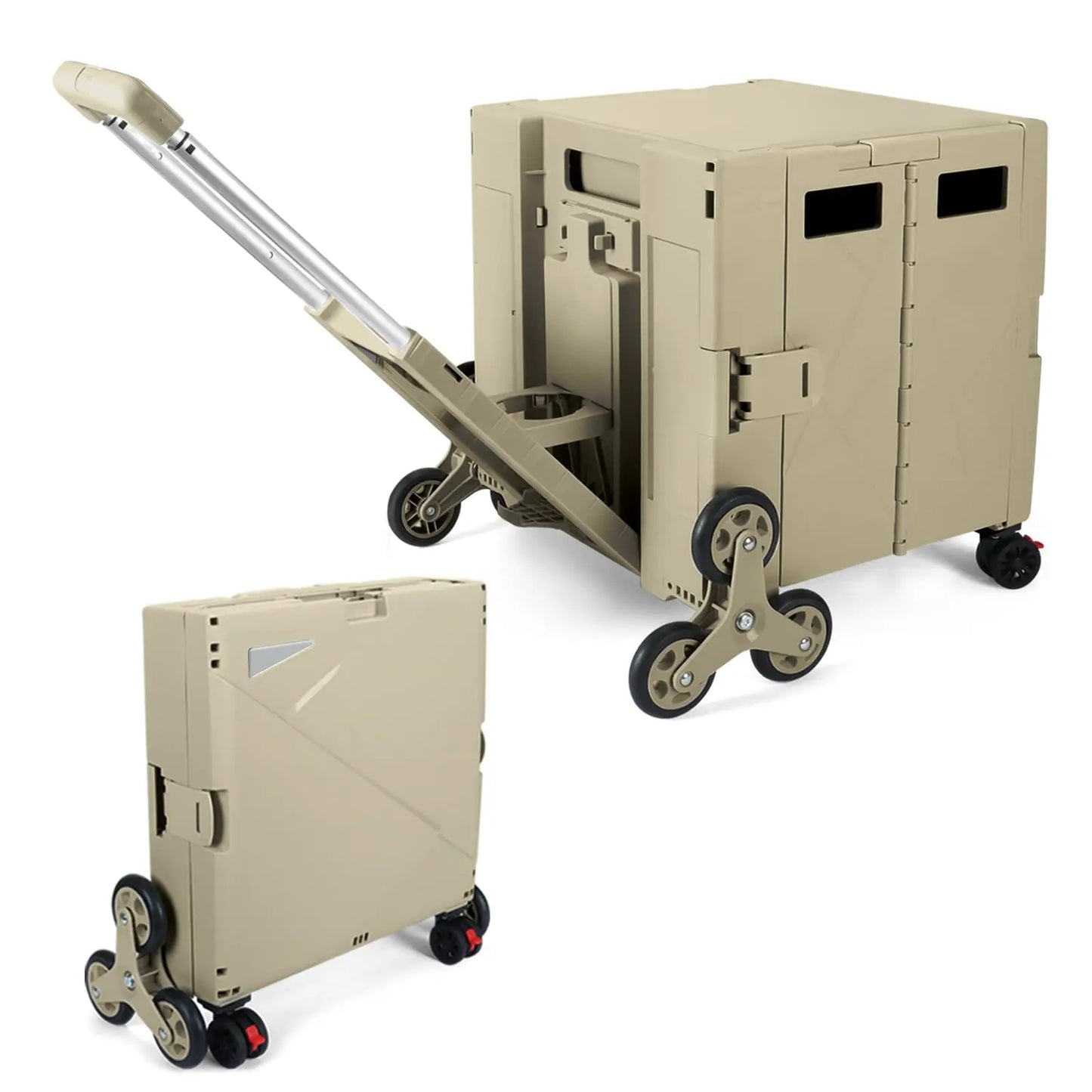 SELORSS Folding Shopping Cart Camping Trolley Vegetable Basket Trolley with Stair Climbing Wheels Large Capacity Utility Cart