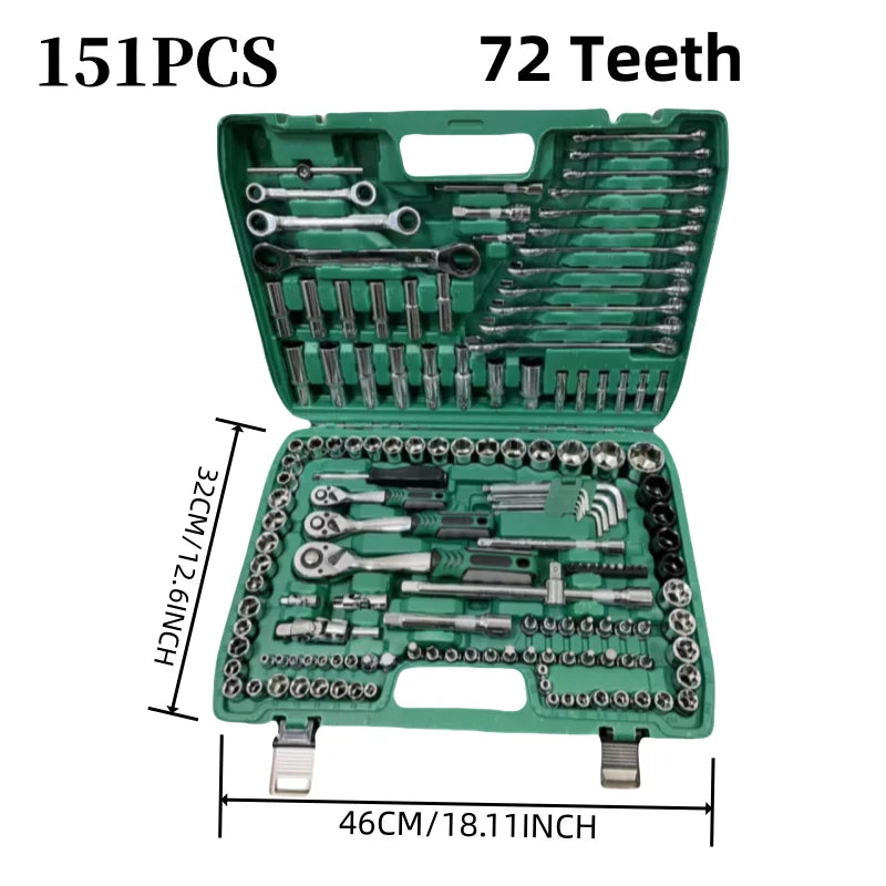 72 Teeth 151/216PCS Professional Auto Repair Tool Set, Home Hardware Hand Tool Set, Auto Repair Set Tool Box Best Gift for Fathe