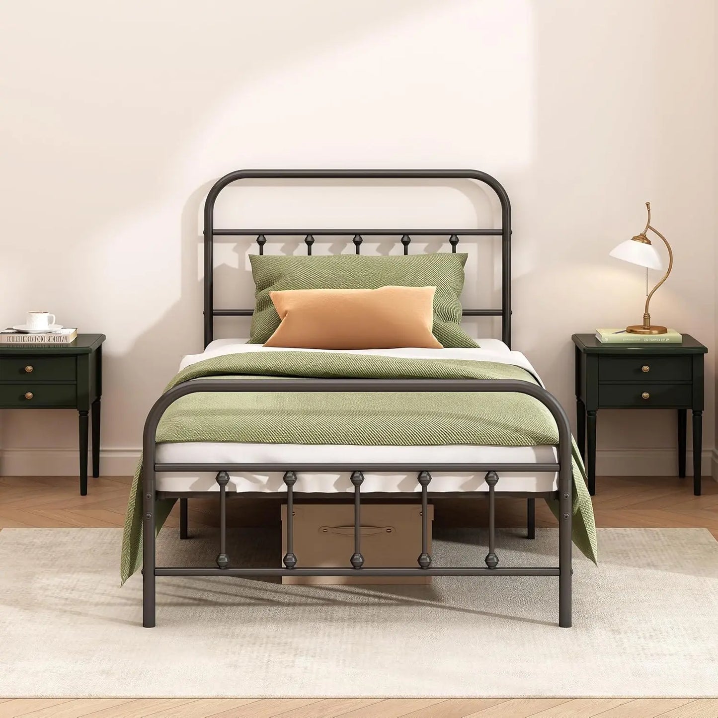 Metal Bed Frame - Structurally Stable Heavy Duty Steel Slat Supported Twin Bed Frames