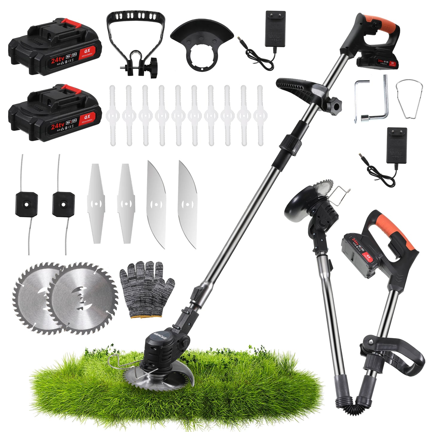 Electric Lawn Mower 21V Cordless Grass Trimmer Electric Lawn Mower 1300mAh Rechargeable Battery