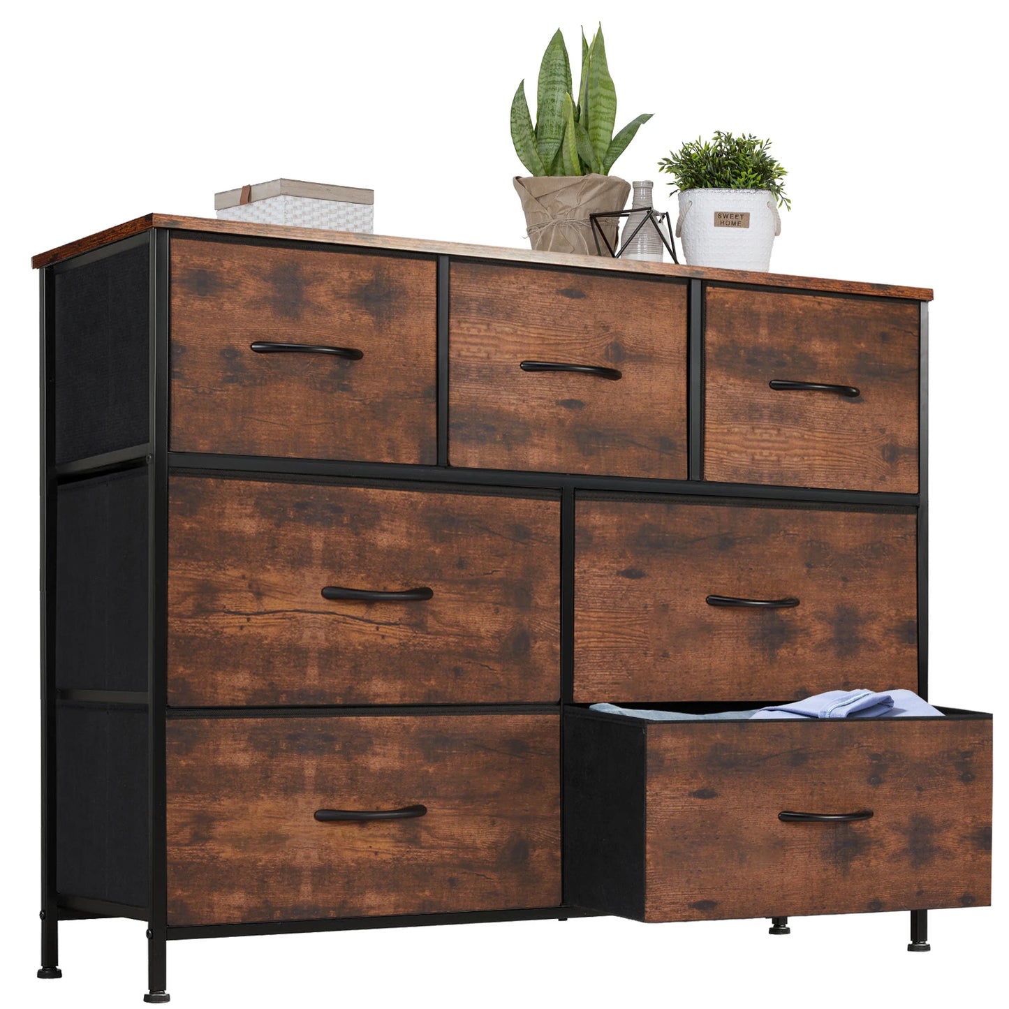 JHK Dresser For Bedroom With 7 Fabric Drawers Organizer Modern Minimalist Style