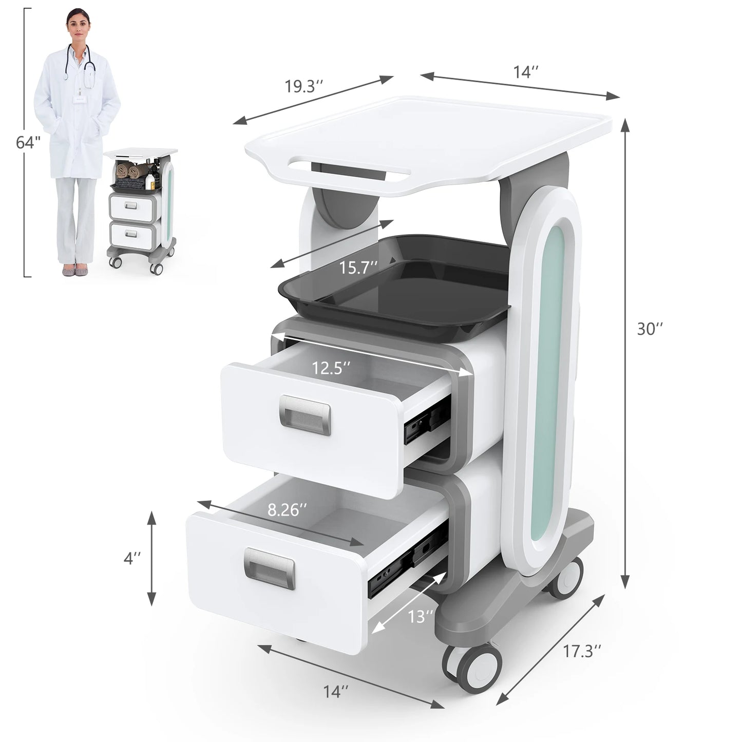 Mobile Medical Trolley Cart