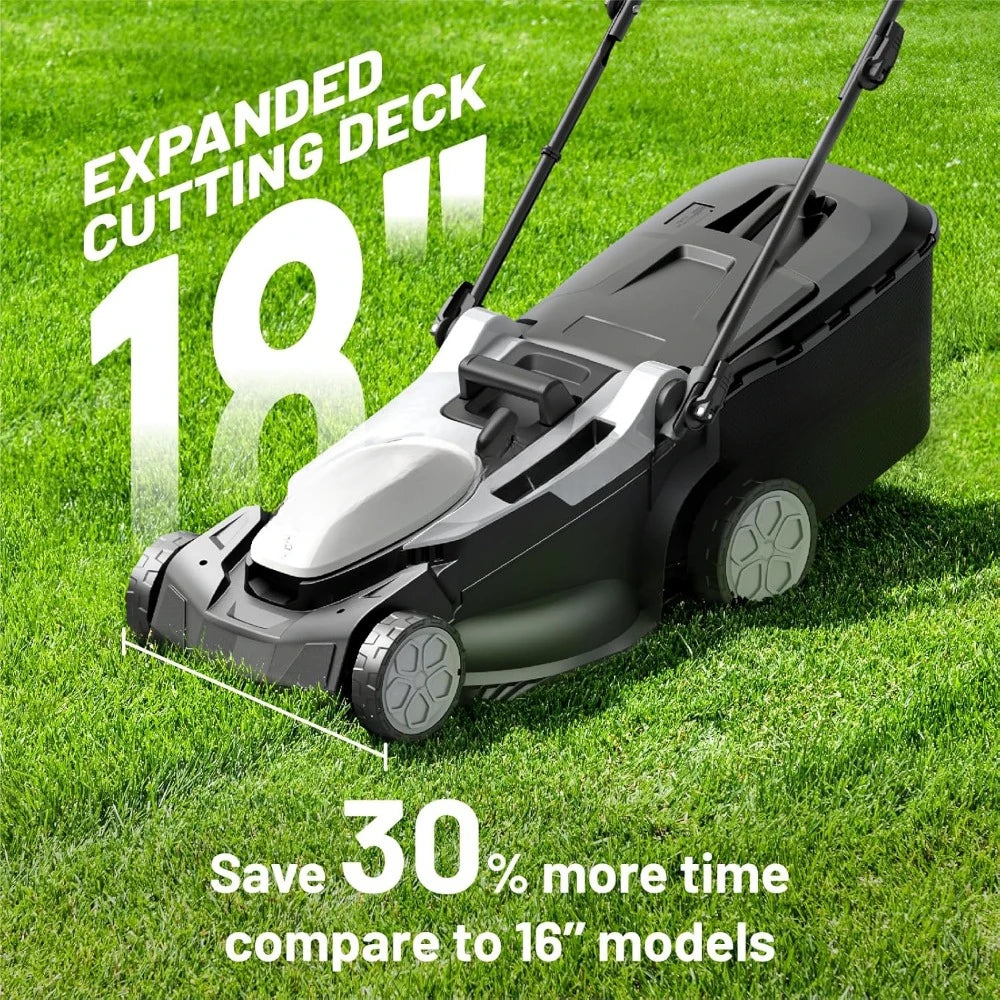 18" 2x20V Electric Lawn Mower for Garden Yards with 6-Position Height Adjustment