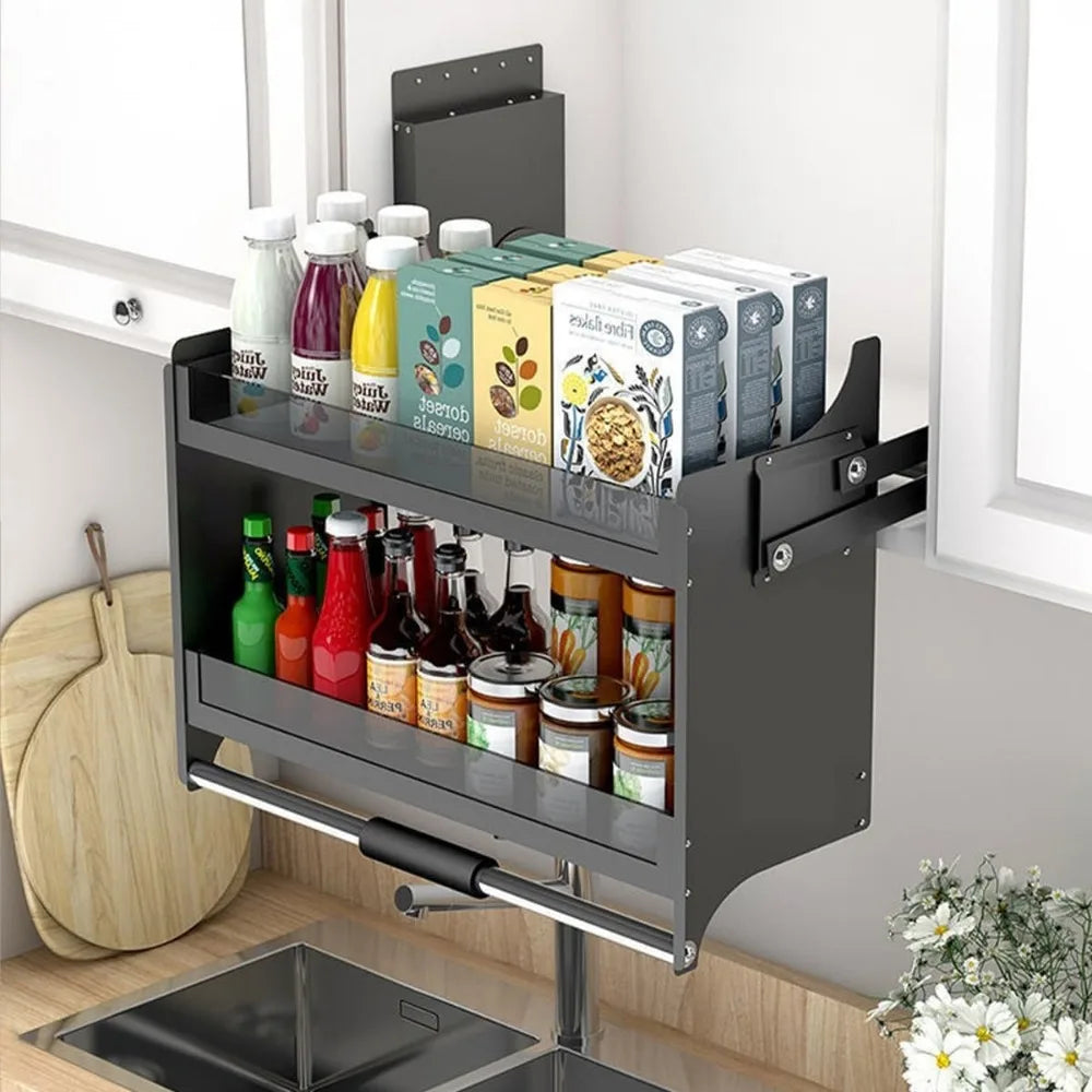 Wall Kitchen Cabinet Pull Down Shelf Organizer Heavy-Duty