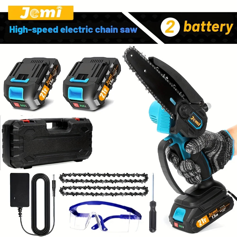 Jemi Tool Mini Chainsaw 6 "with 1/2×21V battery, powerful electric small portable chainsaw