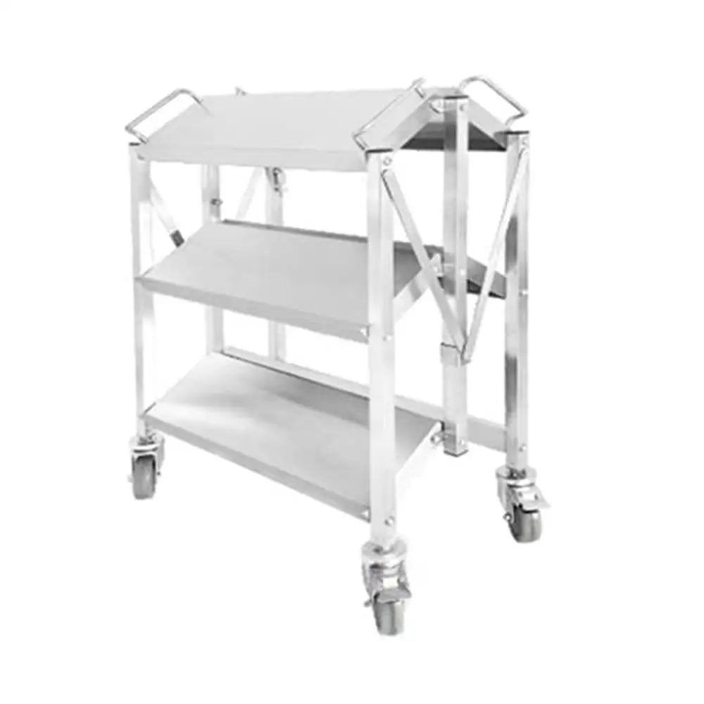 Stainless Steel Kitchen Trolley Cart Folding Utility Cart 330lbs Capacity