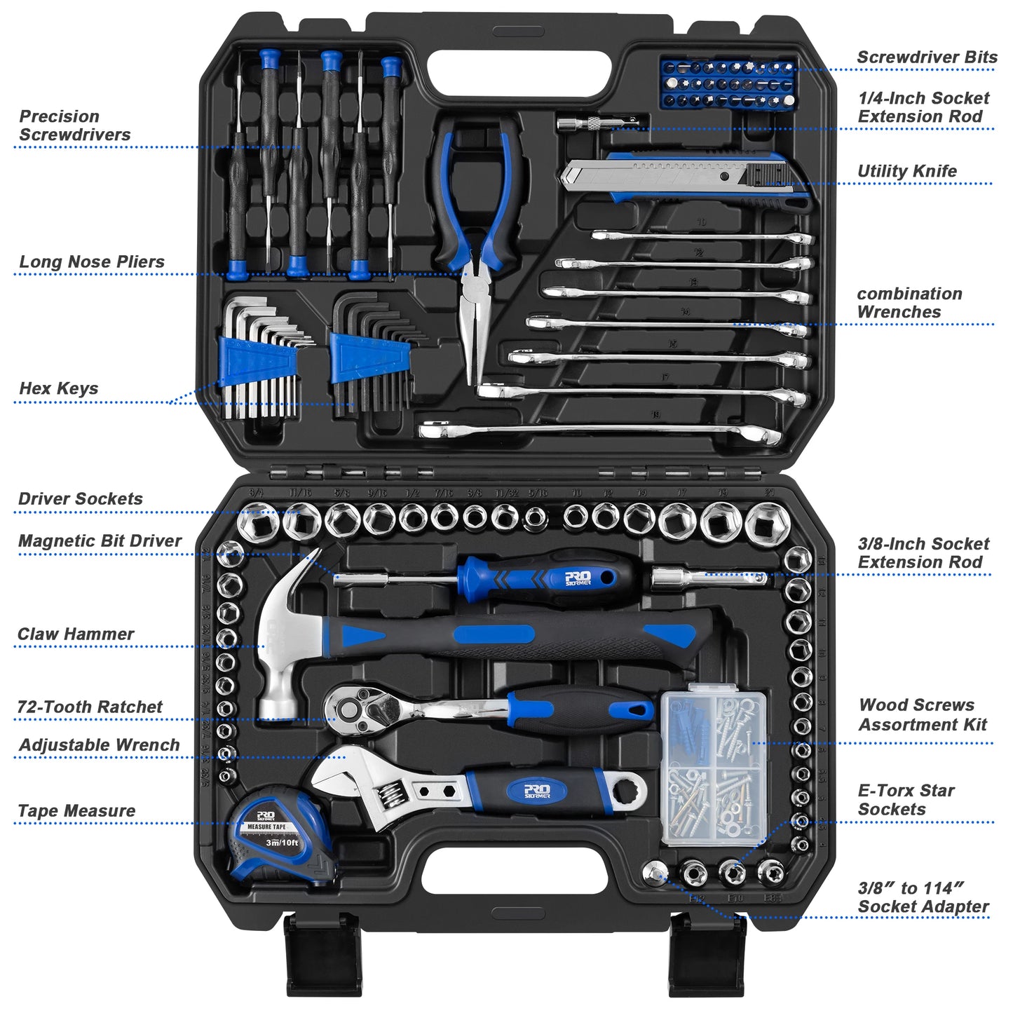 200 PCS Ratchet Wrench Hand Tools Set