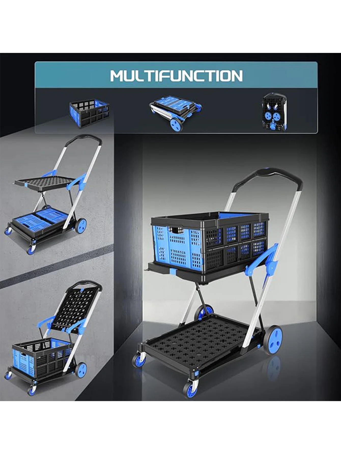 Collapsible Utility Cart,Multi Use Functional Shopping Carts