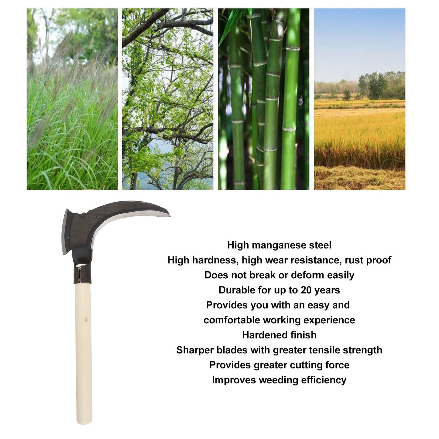 Double Scythe High Manganese Steel Double Scythe Multifunctional Mowing Cutting Trees Double Sickle for Gardening Tools