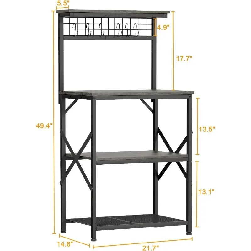 Kitchen Bakers Rack Microwave Stand with Storage 4 Tiers