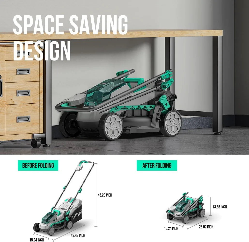 Cordless Lawn Mower 13 Inch, 5 Heights, 20V Electric Lawn Mowers