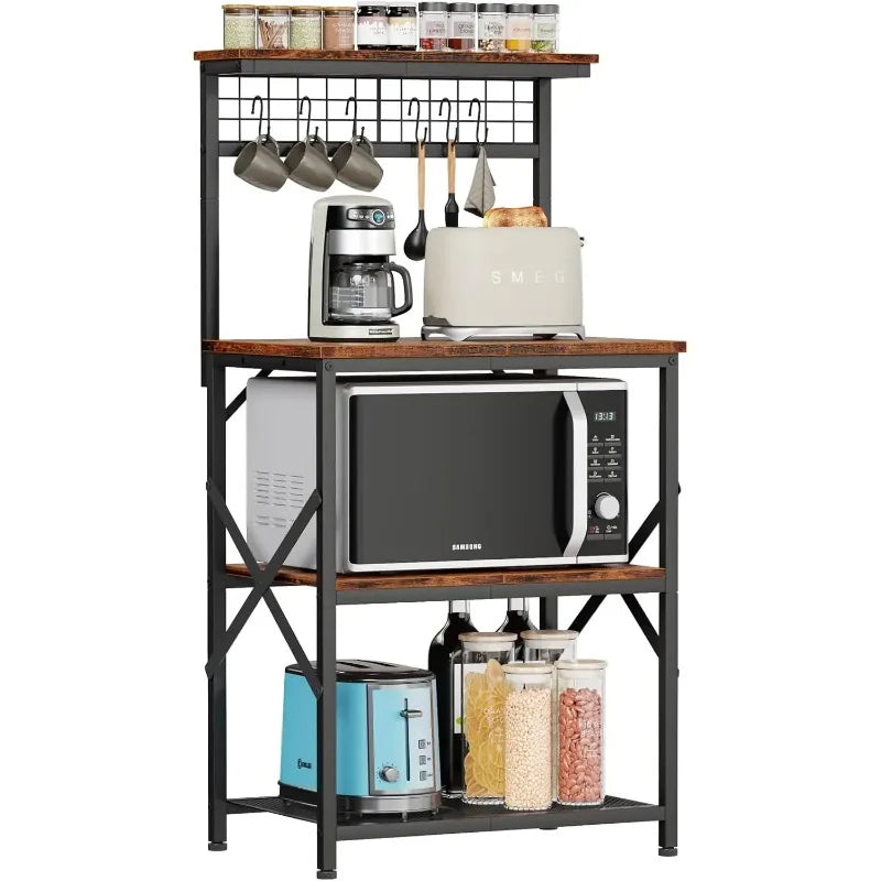 Kitchen Bakers Rack Microwave Stand with Storage 4 Tiers
