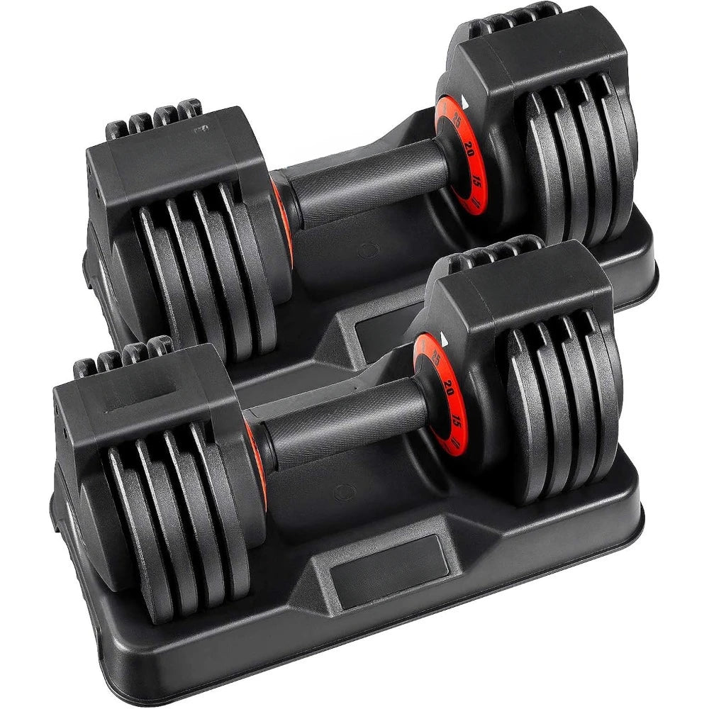 25/55 Lbs Pair Adjustable Dumbbell Set for Home Workouts