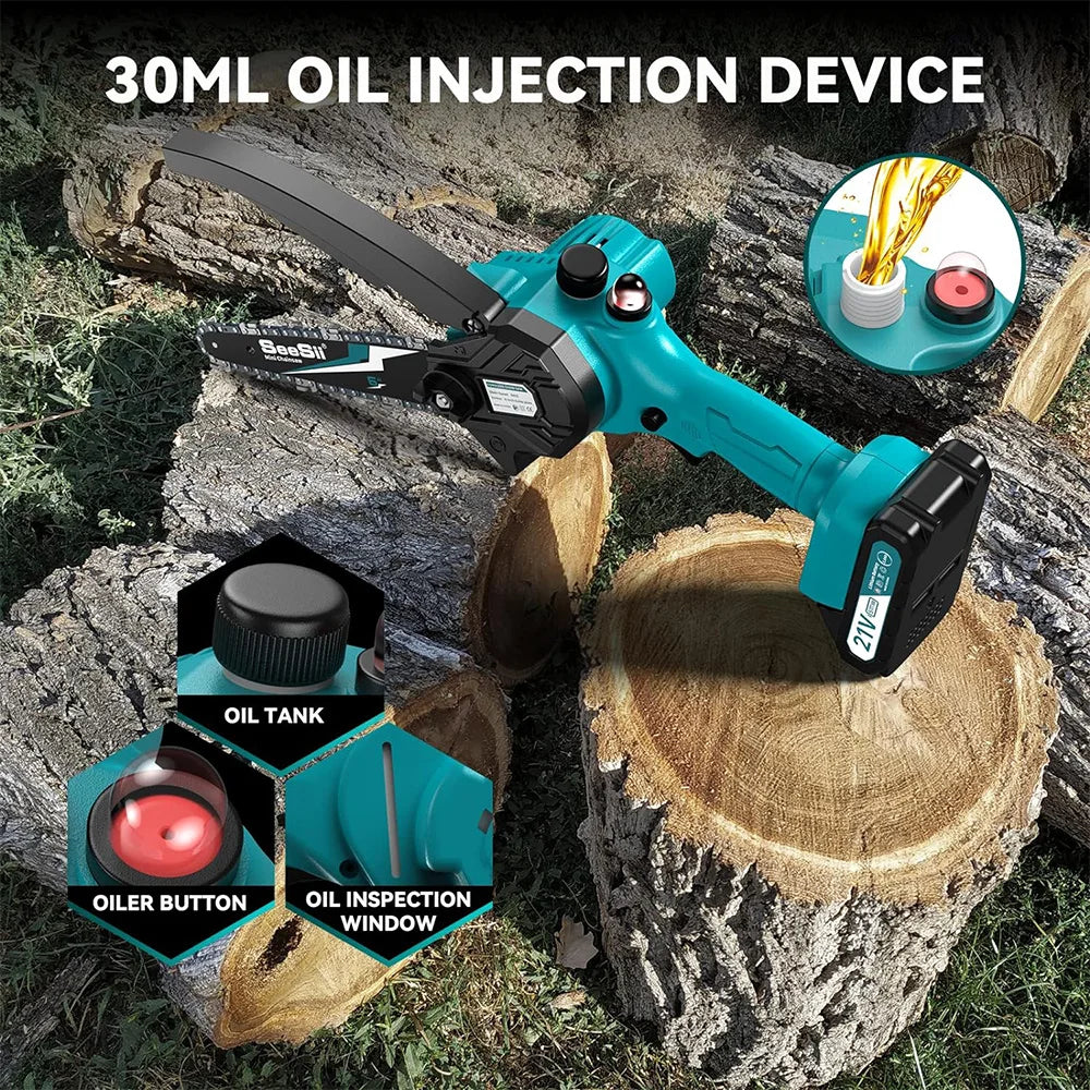 Seesii 6-inch Cordless Electric Chainsaw Rechargeable Chain saw Woodworking