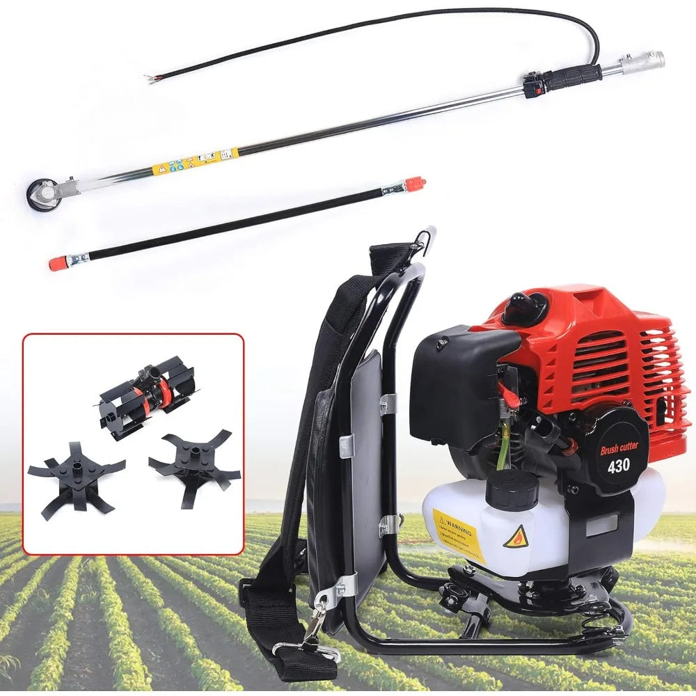1.7HP 43CC Gas Backpack Brush Cutter Weed Wacker,2-Stroke Air-Cooled Grass Trimmer Lawn Mower,Gas Weeding Machine for Garden