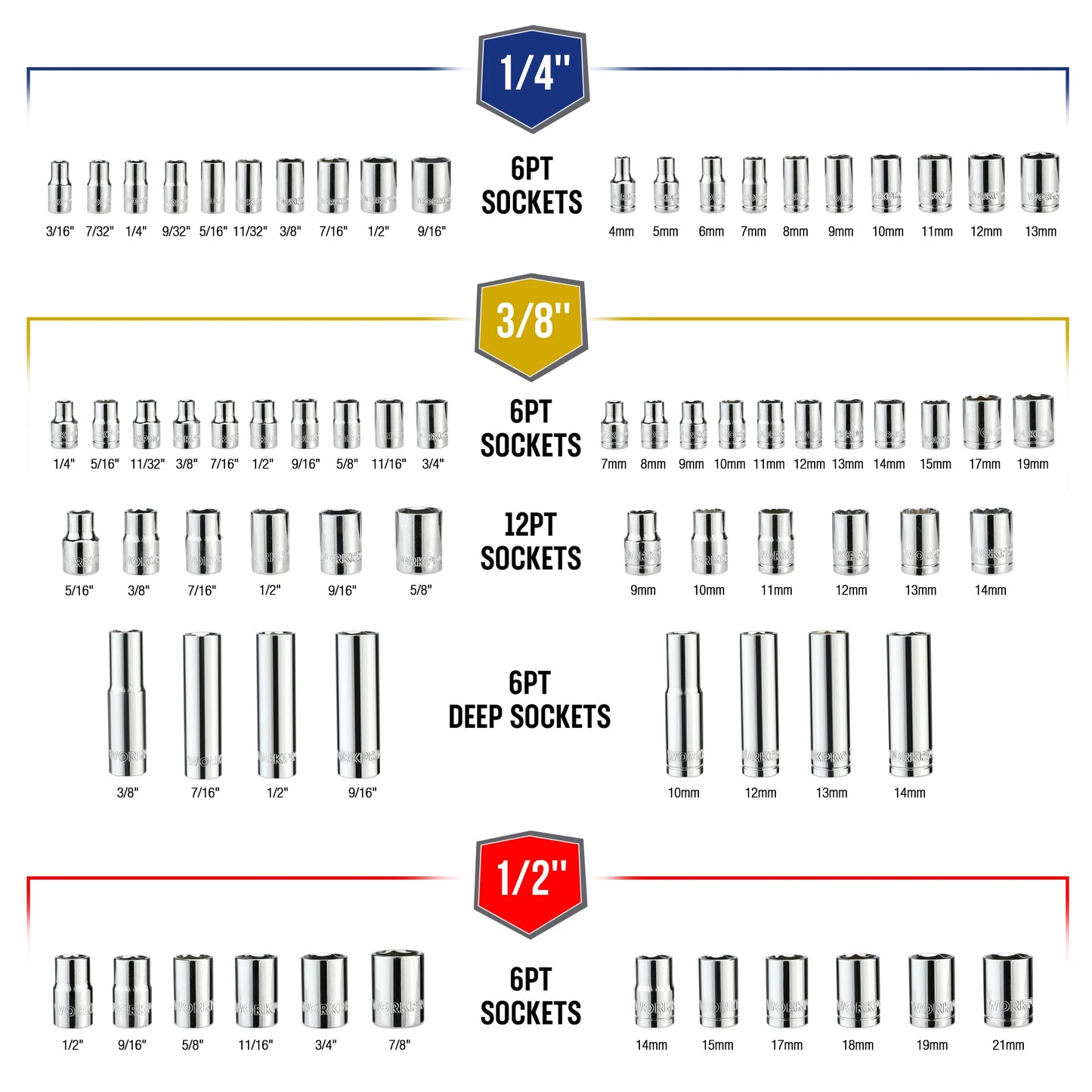 WORKPRO Mechanics Tools Kit and Socket Set 192-Piece