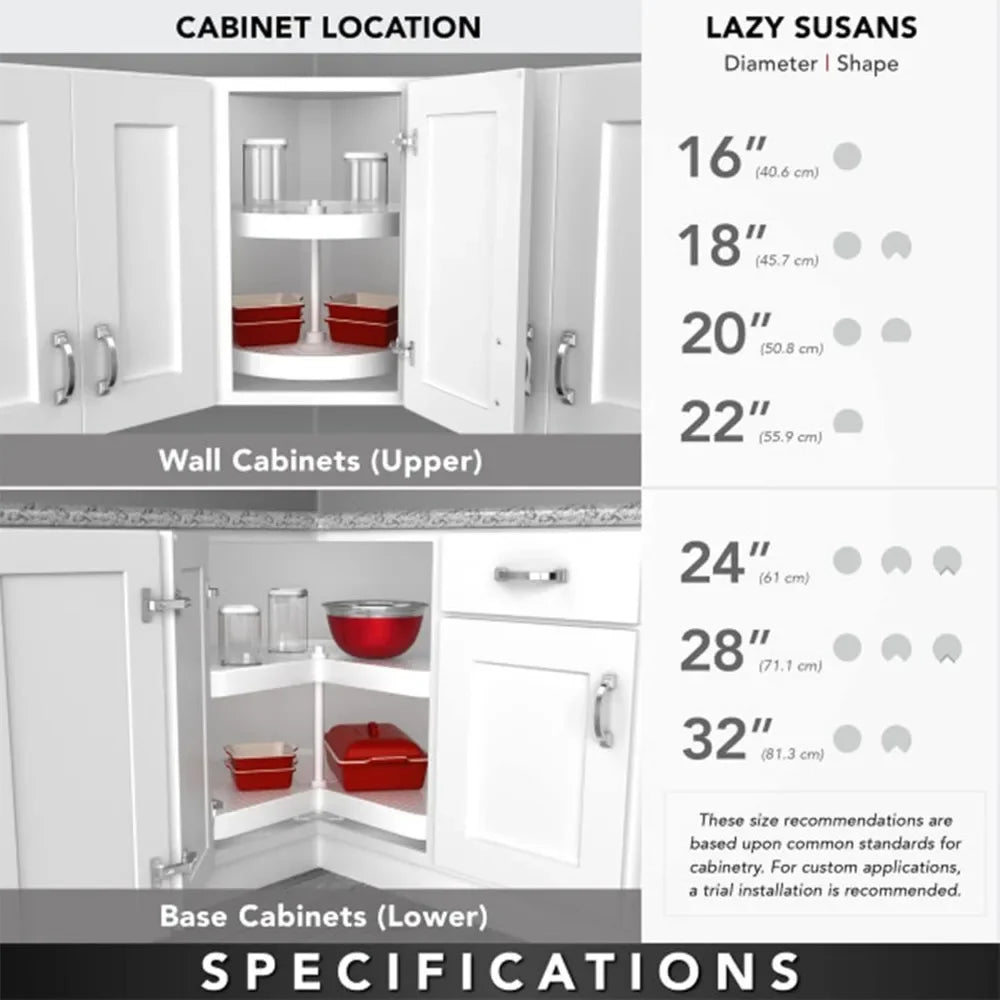 28 Inch Dual Tier Pie-Cut Lazy Susan Organizer for Cabinets