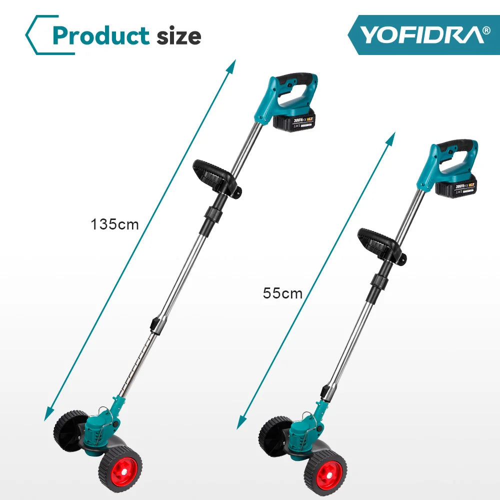 YOFIDRA 100-135cm Electric Lawn Mower Foldable Trimmer