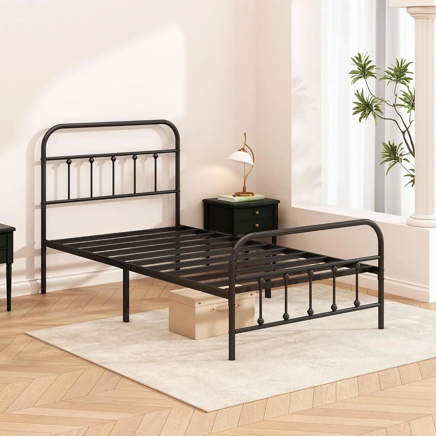 Metal Bed Frame - Structurally Stable Heavy Duty Steel Slat Supported Twin Bed Frames